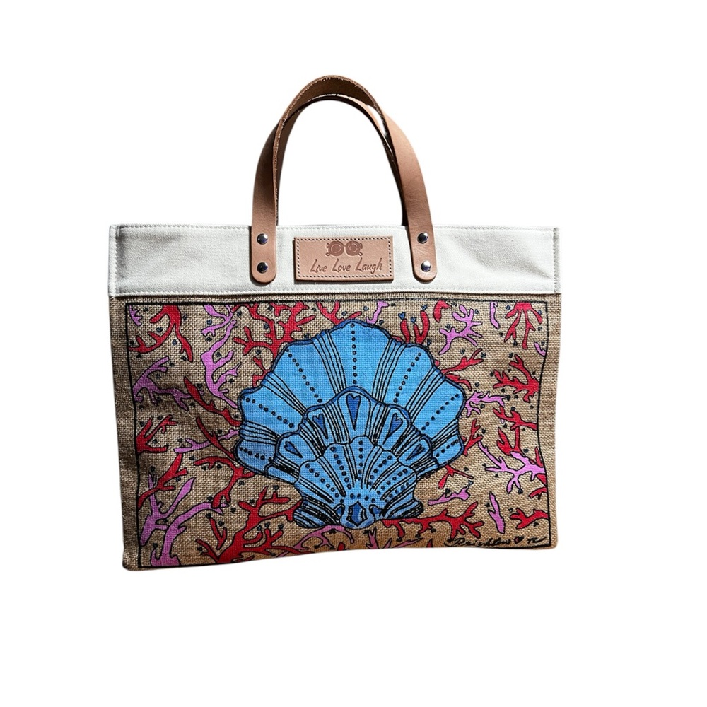 Brighton Artful At Heart Seashell Burlap Tote Bag